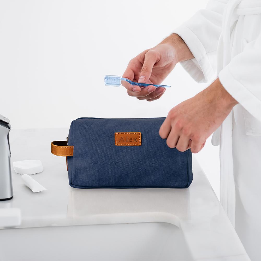 Custom Travel Toiletry Organizer Dopp Kit For Men Canvas Shaving Bag -