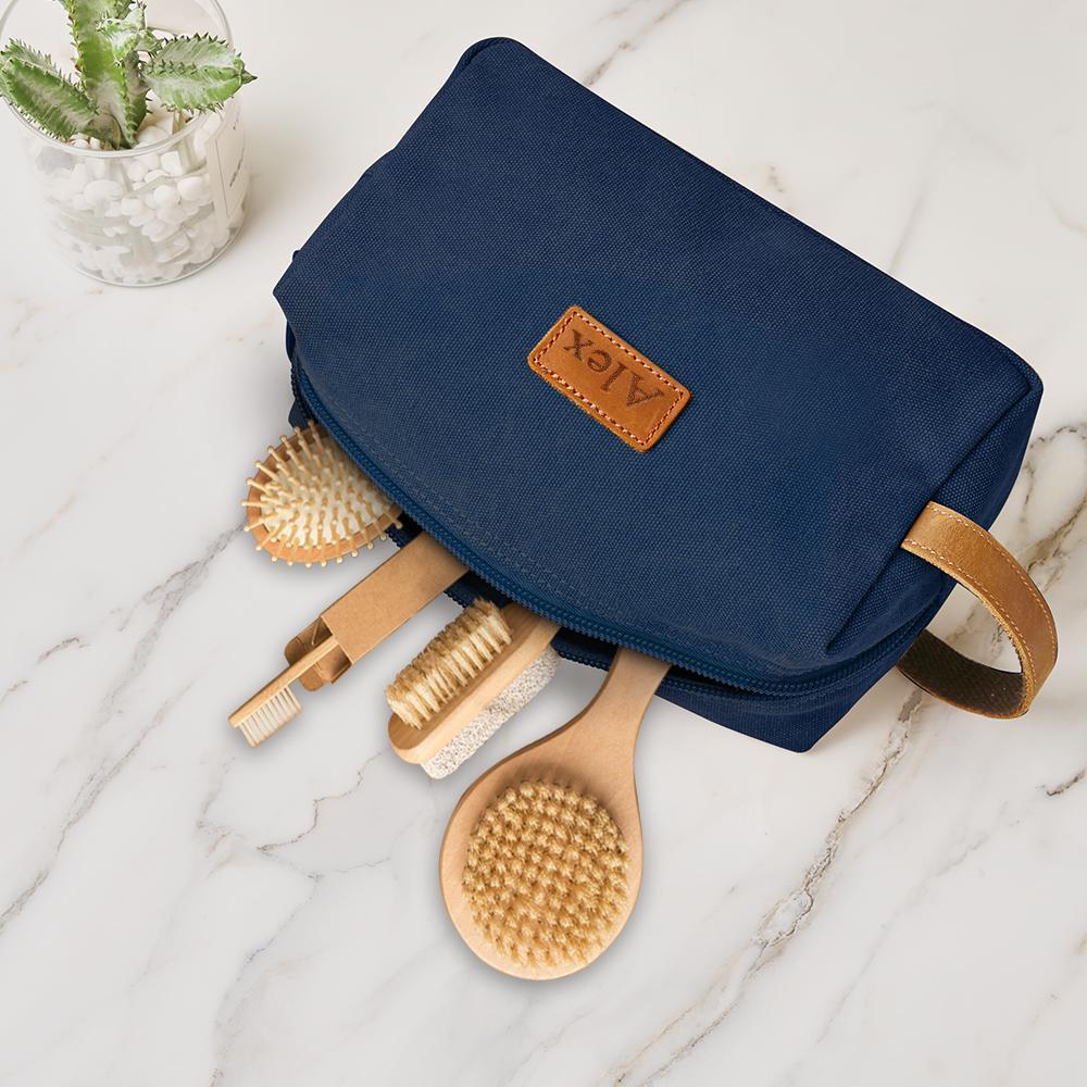 Custom Travel Toiletry Organizer Dopp Kit For Men Canvas Shaving Bag -