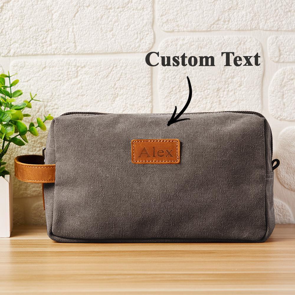Custom Travel Toiletry Organizer Dopp Kit For Men Canvas Shaving Bag -