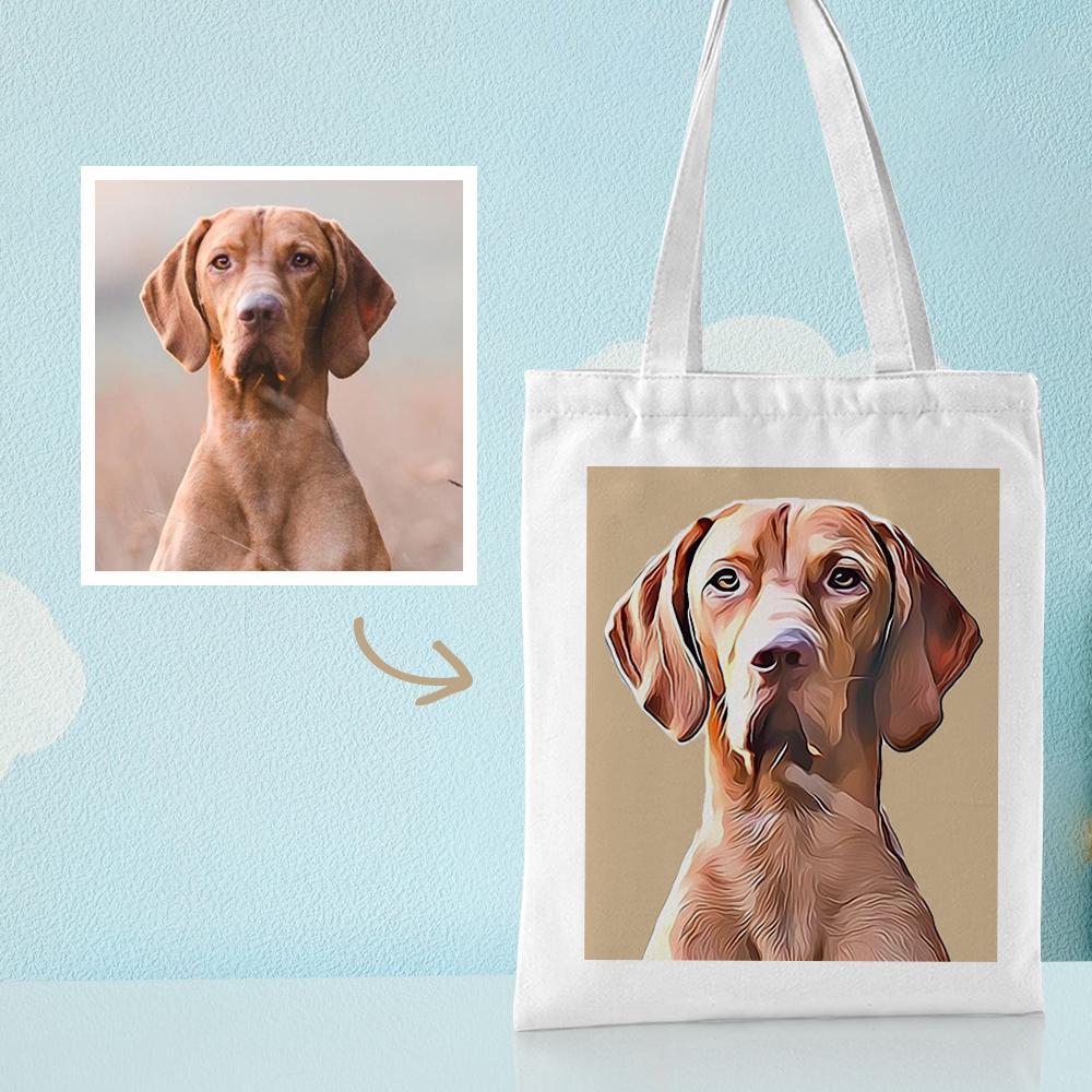 Custom Pet Portrait Canvas Tote Bag Personalized Canvas Bags DIY Gift -