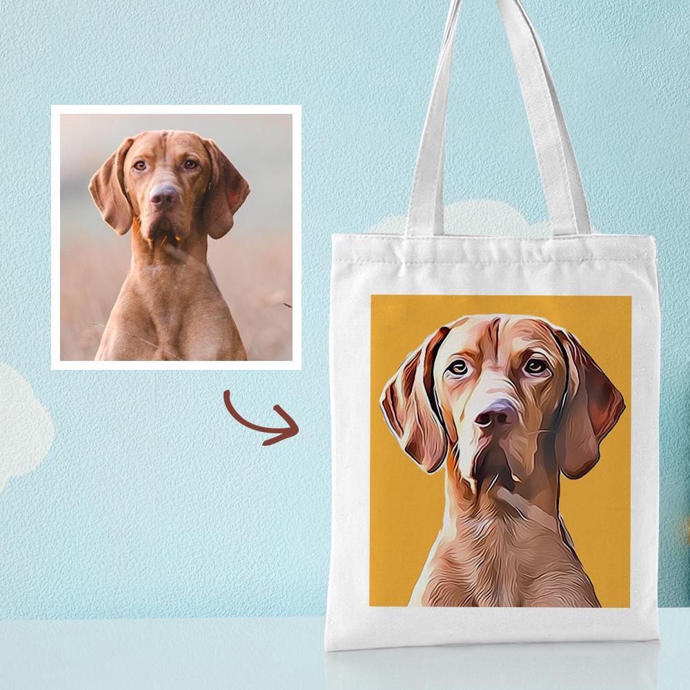 Custom Pet Portrait Canvas Tote Bag Personalized Canvas Bags DIY Gift -