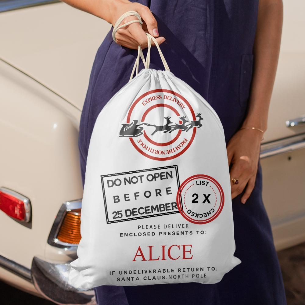 Custom Engraved Bag Santa Sack Christmas Gift Bag for kids -