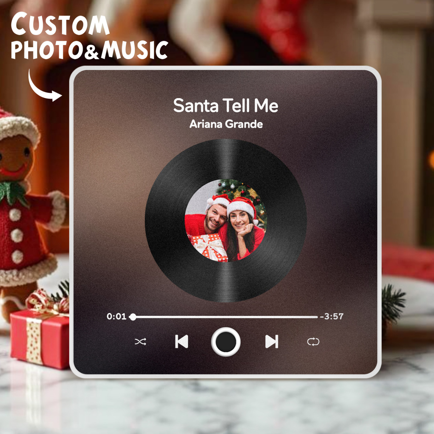Customized Album Fridge Magnet Personalized Music Fridge Magnet Can Play Songs Christmas Gift - 