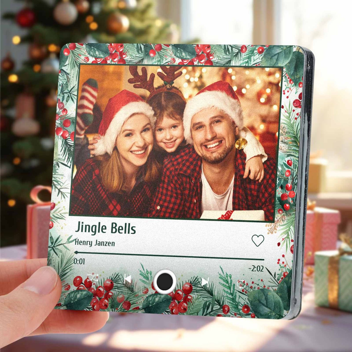 Personalized Christmas Family Photo Music Fridge Magnet Custom Music Magnets Can Play Songs Christmas Gifts for Family - 