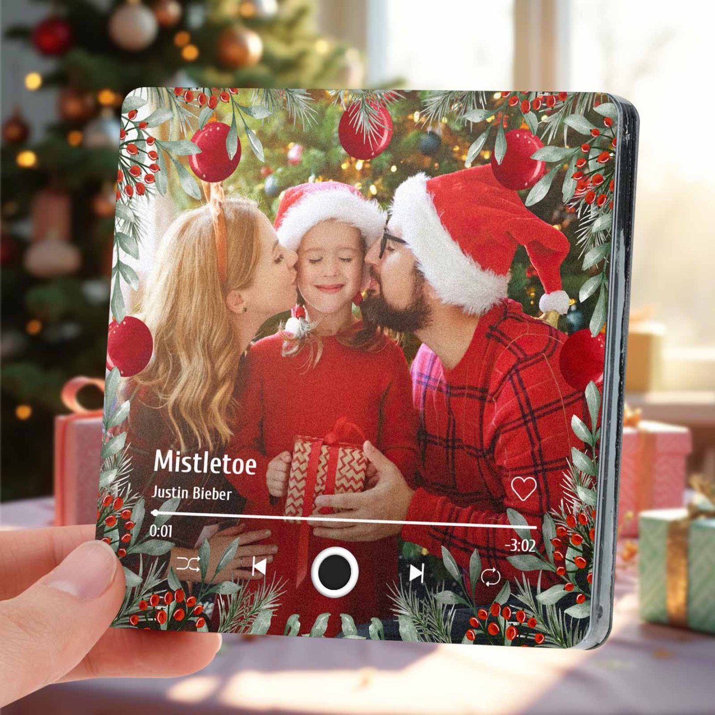 Personalized Christmas Family Photo Music Fridge Magnet Custom Music Magnets Can Play Songs Christmas Gifts for Family - 