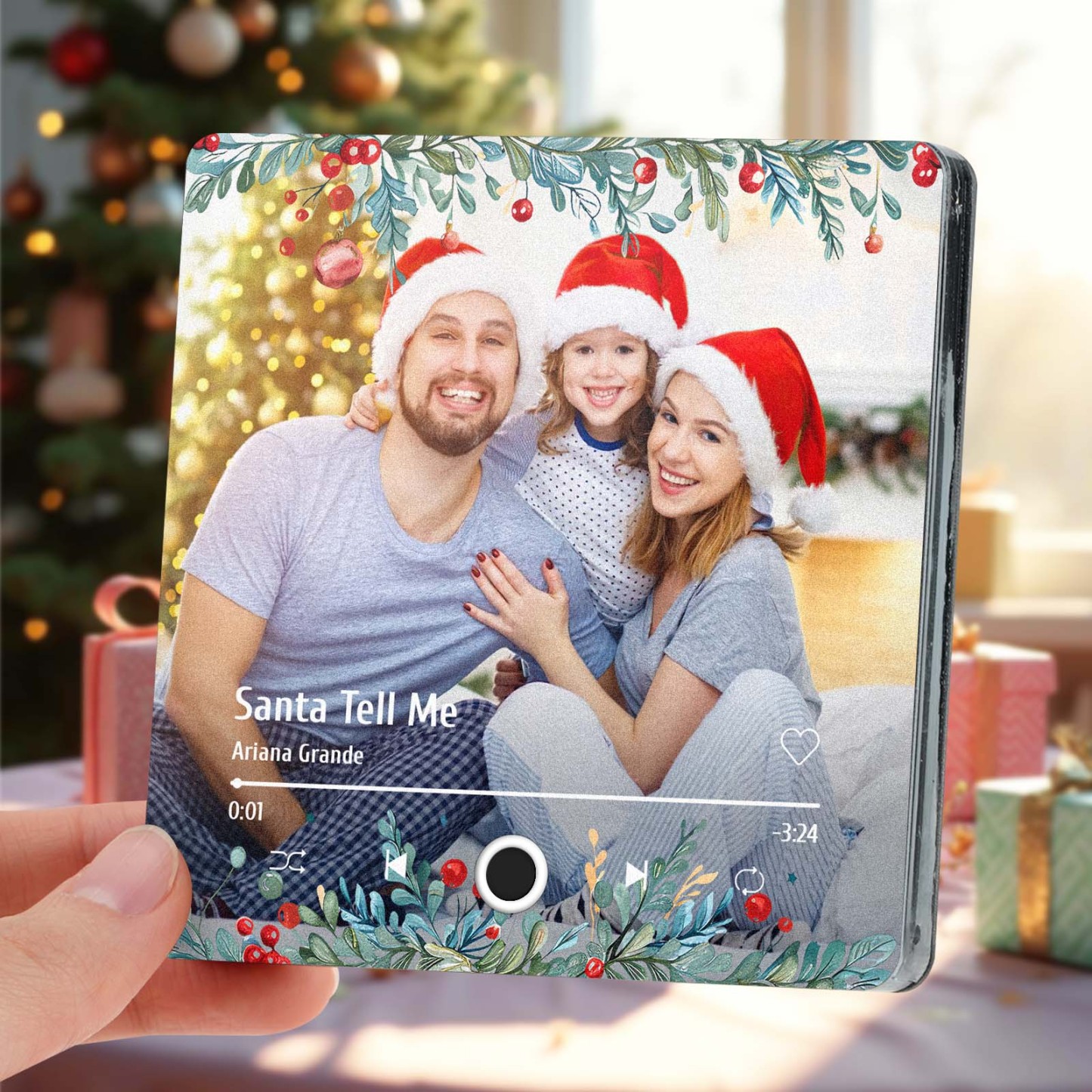 Personalized Christmas Family Photo Music Fridge Magnet Custom Music Magnets Can Play Songs Christmas Gifts for Family - 