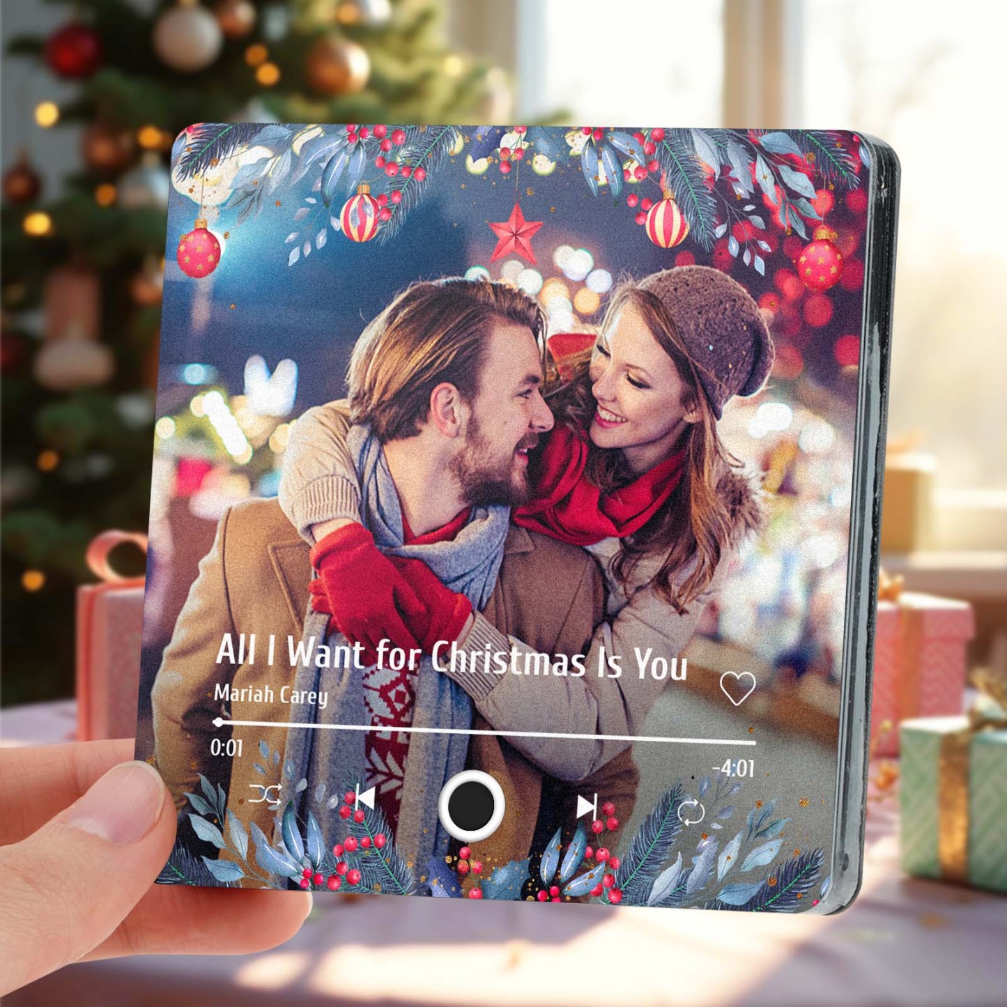 Personalized Christmas Family Photo Music Fridge Magnet Custom Music Magnets Can Play Songs Christmas Gifts for Family - 