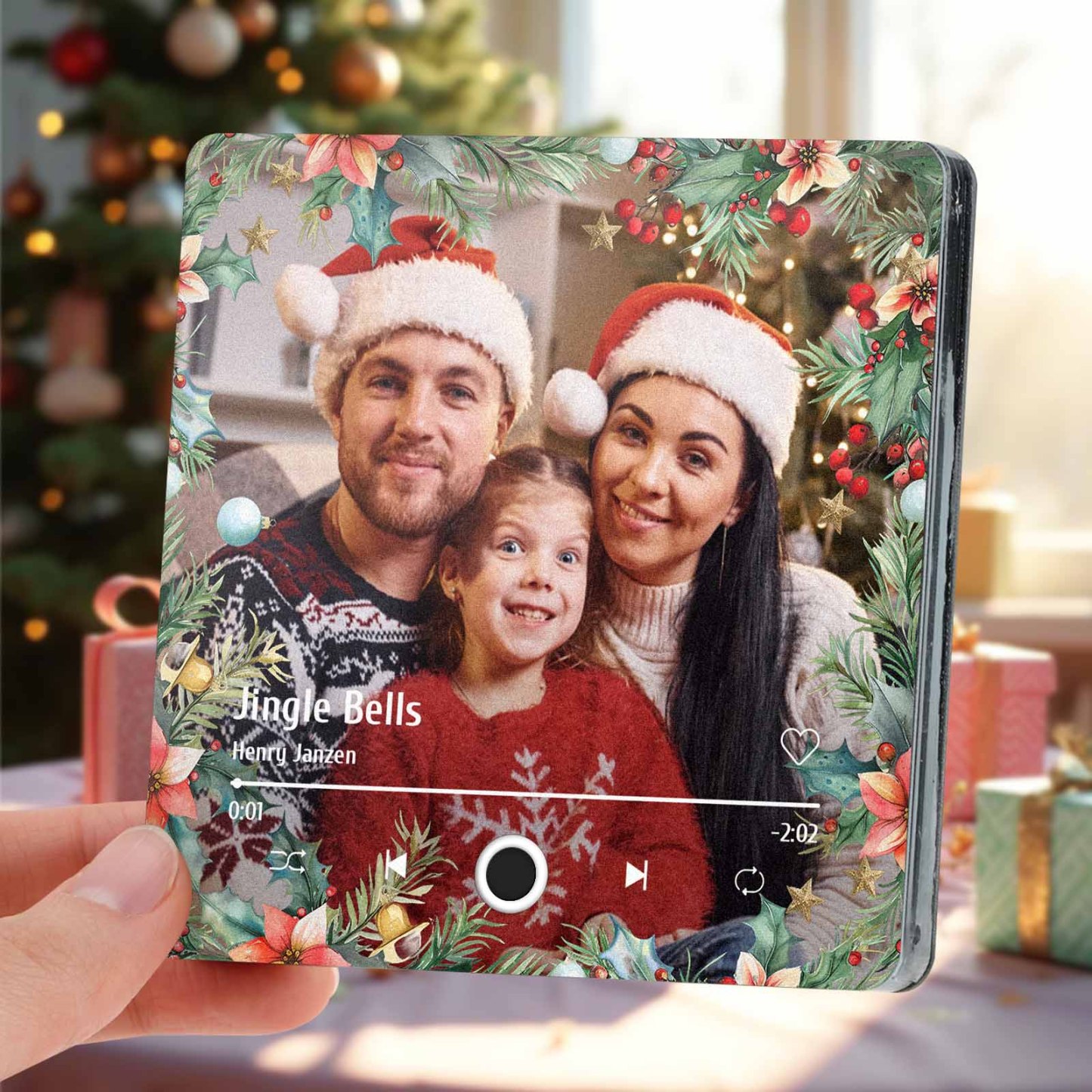 Personalized Christmas Family Photo Music Fridge Magnet Custom Music Magnets Can Play Songs Christmas Gifts for Family - 