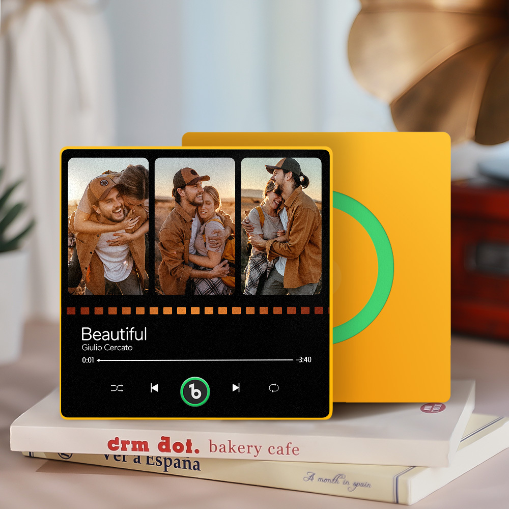 Custom Music Fridge Magnet Personalized Gift with Recordable Voice Photo Unique Anniversary Wedding Christmas Present for Her Him Couples - 