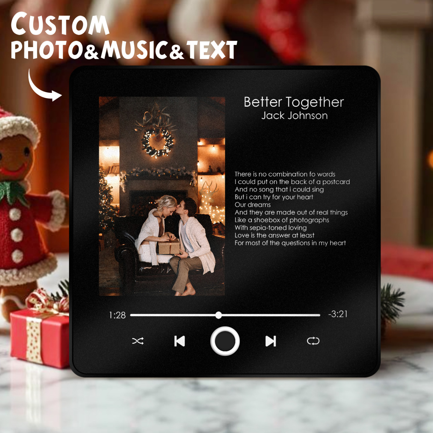 Customized Album Fridge Magnet Personalized Music Fridge Magnet Can Play Songs Christmas Gift - 