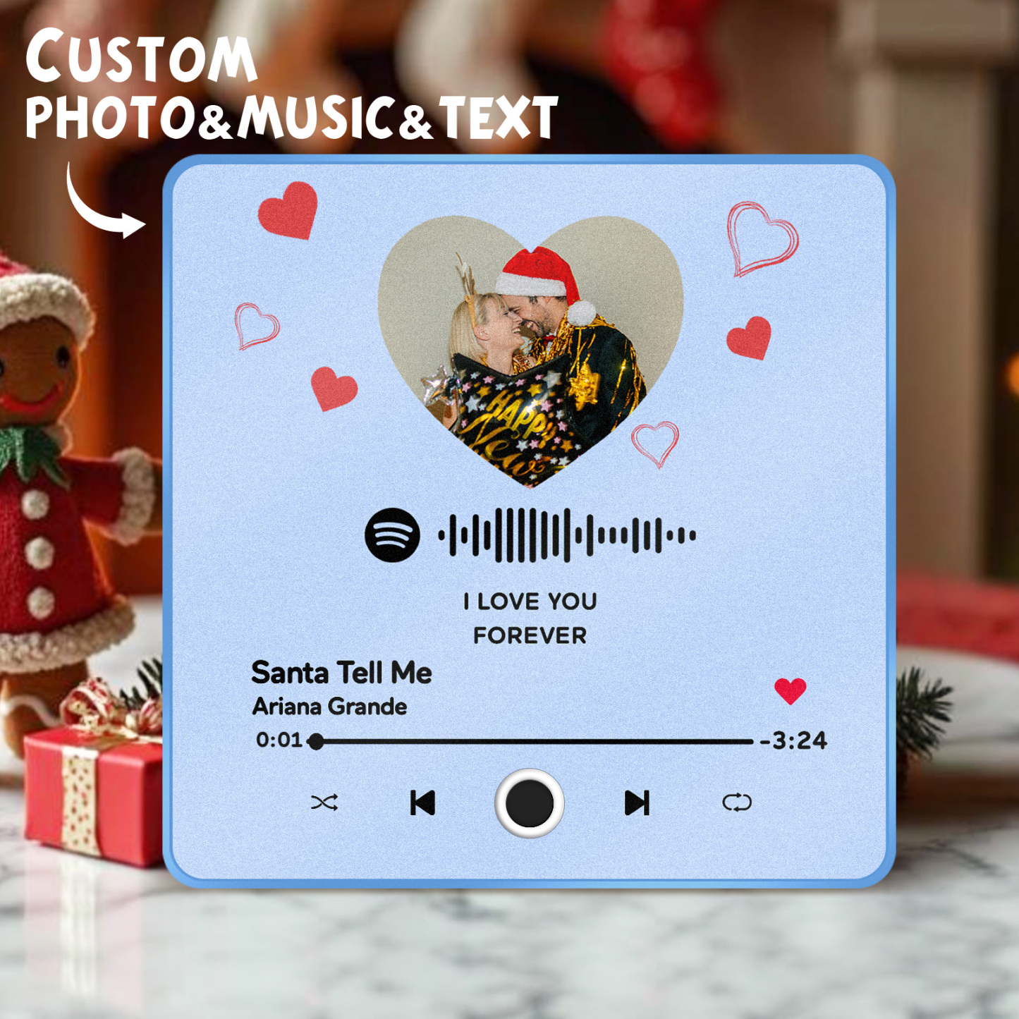 Customized Album Fridge Magnet Personalized Music Fridge Magnet Can Play Songs Christmas Gift - 