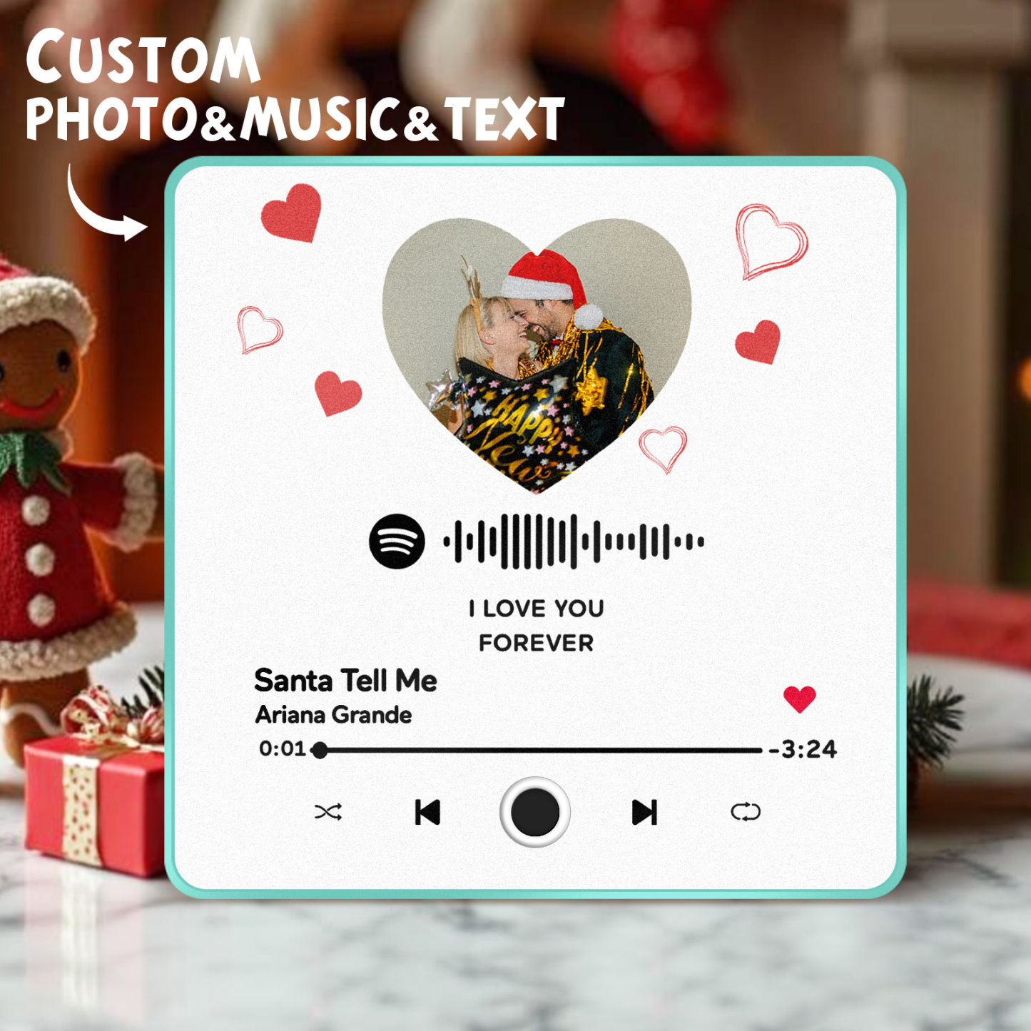 Customized Album Fridge Magnet Personalized Music Fridge Magnet Can Play Songs Christmas Gift - 