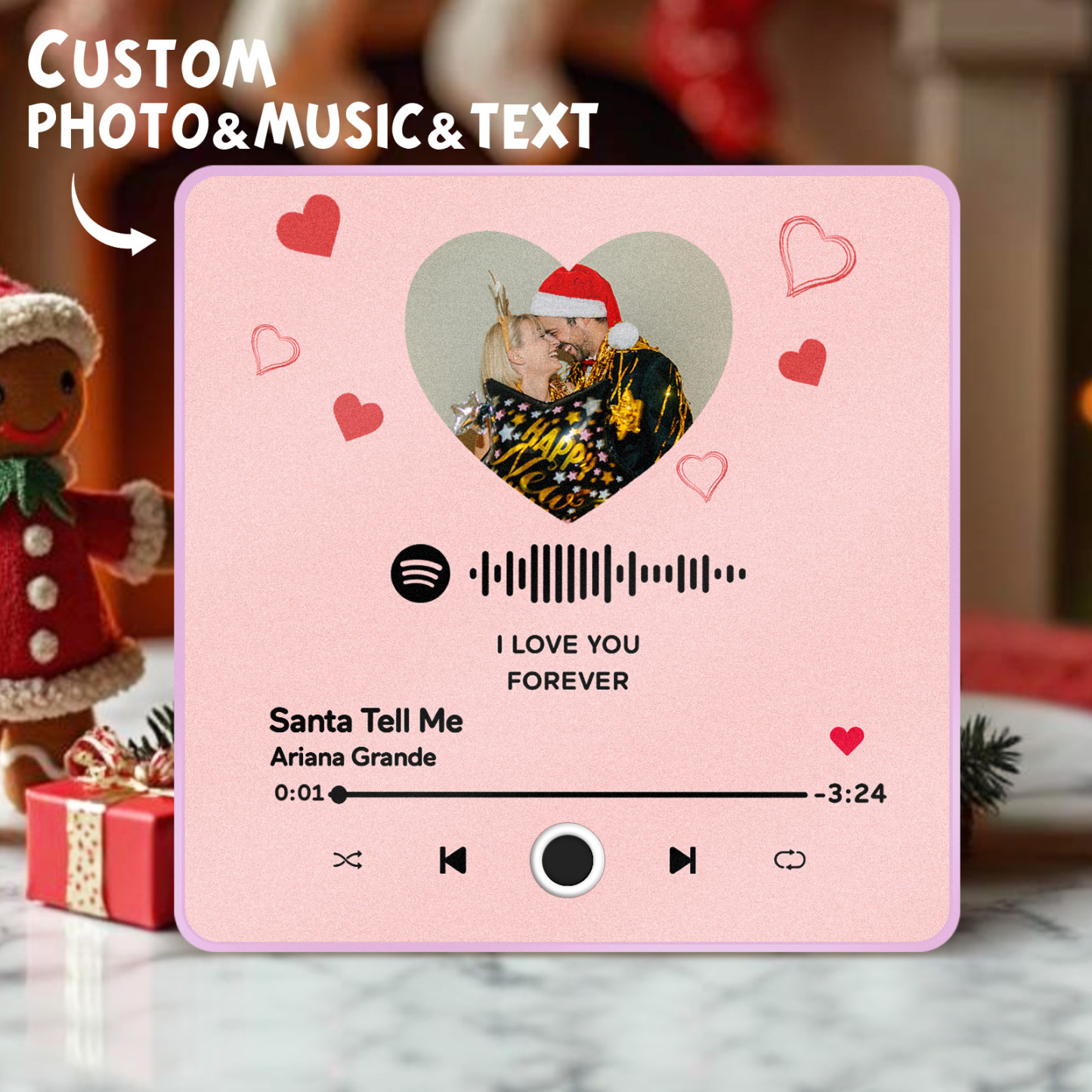 Customized Album Fridge Magnet Personalized Music Fridge Magnet Can Play Songs Christmas Gift - 