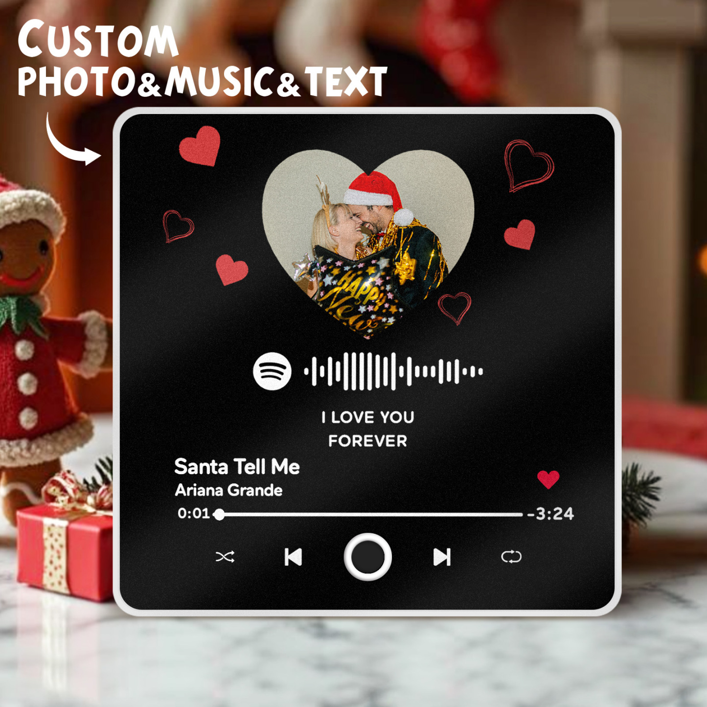 Customized Album Fridge Magnet Personalized Music Fridge Magnet Can Play Songs Christmas Gift - 