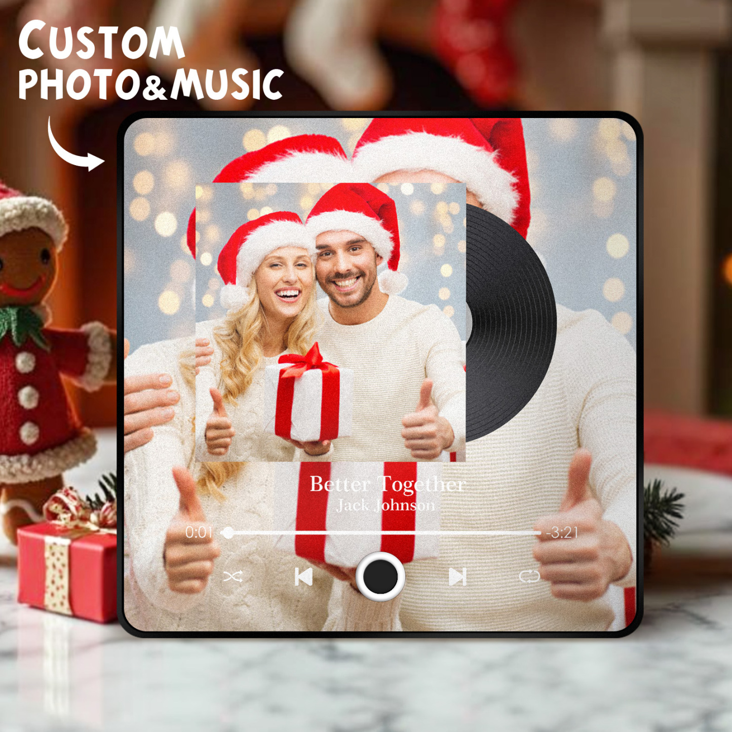 Customized Album Fridge Magnet Personalized Music Fridge Magnet Can Play Songs Christmas Gift - 