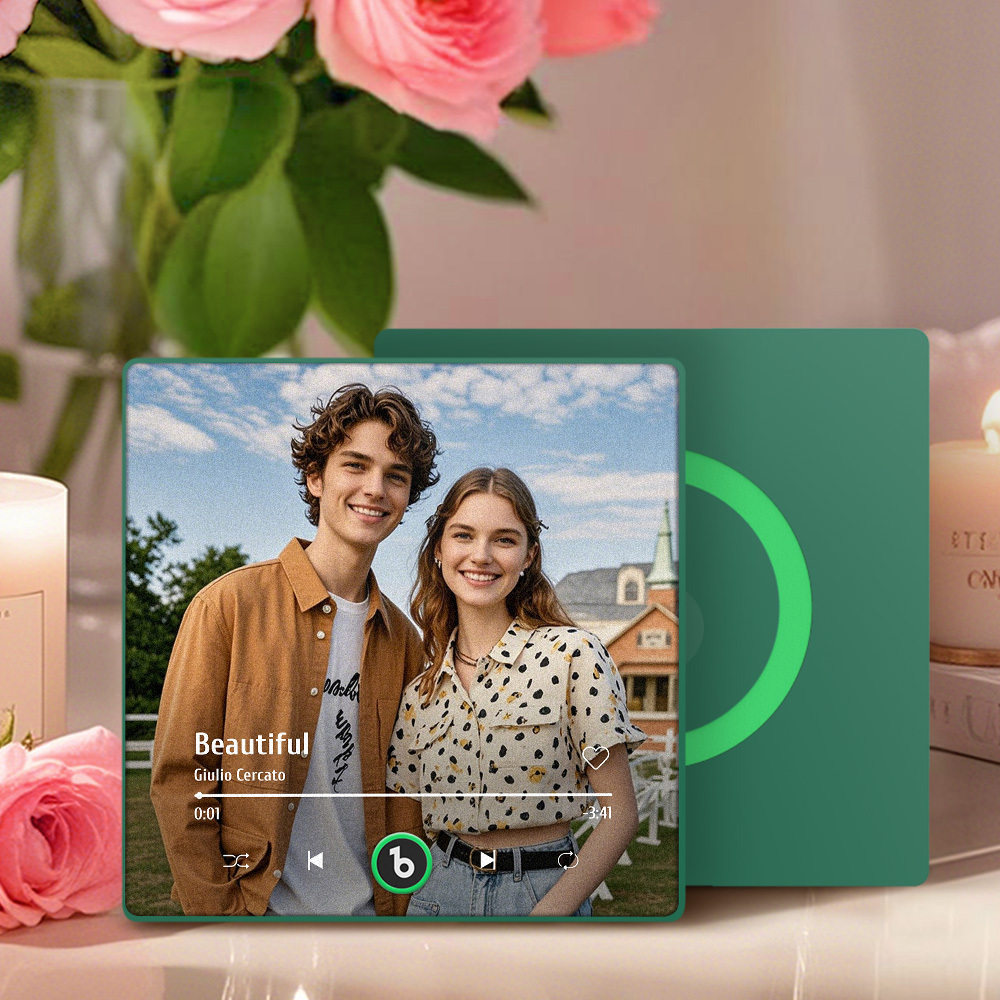 New 4.0 Upgrade Custom Music Fridge Magnet Colorful Frame Album Fridge Magnet Can Play Songs Gift for Couple Can Upload Your Music