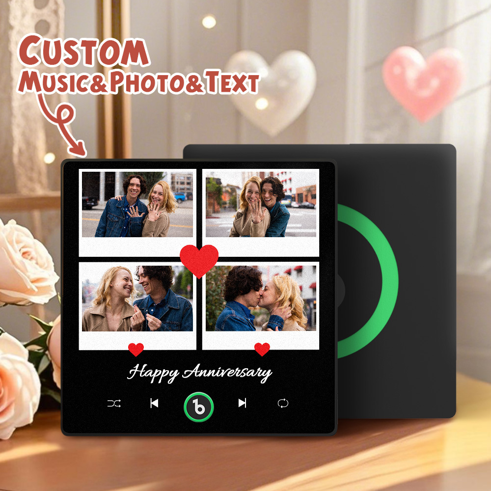 New 4.0 Upgrade Custom Music Fridge Magnet Colorful Frame Album Fridge Magnet Can Play Songs Gift for Couple Can Upload Your Music