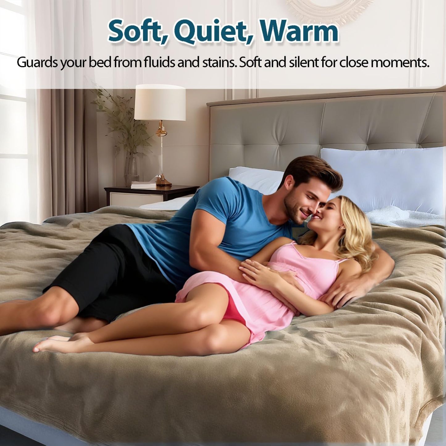 Waterproof Intimacy Blanket for Couple's Wild Nights, 3 Layer Lightweight Machine Washable and Stain Proof for Couples & Pets with 31 Styles & 6 Sizes for Lovers without Ruin Sheets - 