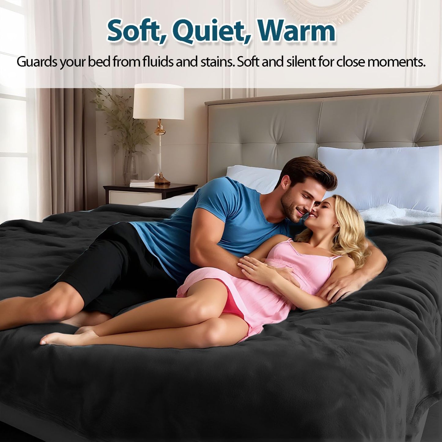 Waterproof Intimacy Blanket for Couple's Wild Nights, 3 Layer Lightweight Machine Washable and Stain Proof for Couples & Pets with 31 Styles & 6 Sizes for Lovers without Ruin Sheets - 