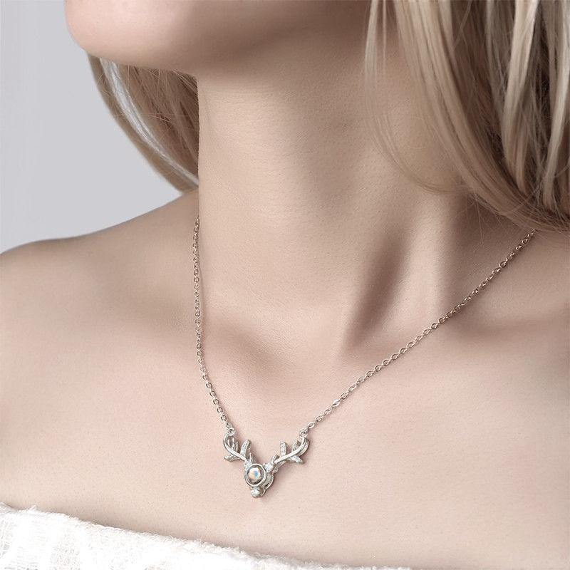 Personalized Projection 100 Languages Says I Love You Photo Engraved Necklace Silver - myphotowalletuk