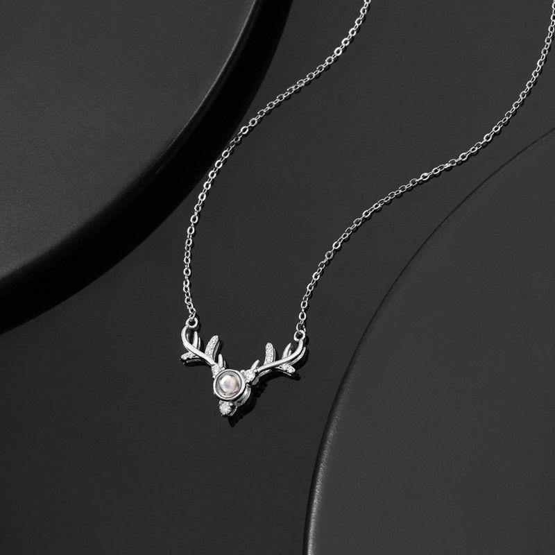 Personalized Projection 100 Languages Says I Love You Photo Engraved Necklace Silver - myphotowalletuk