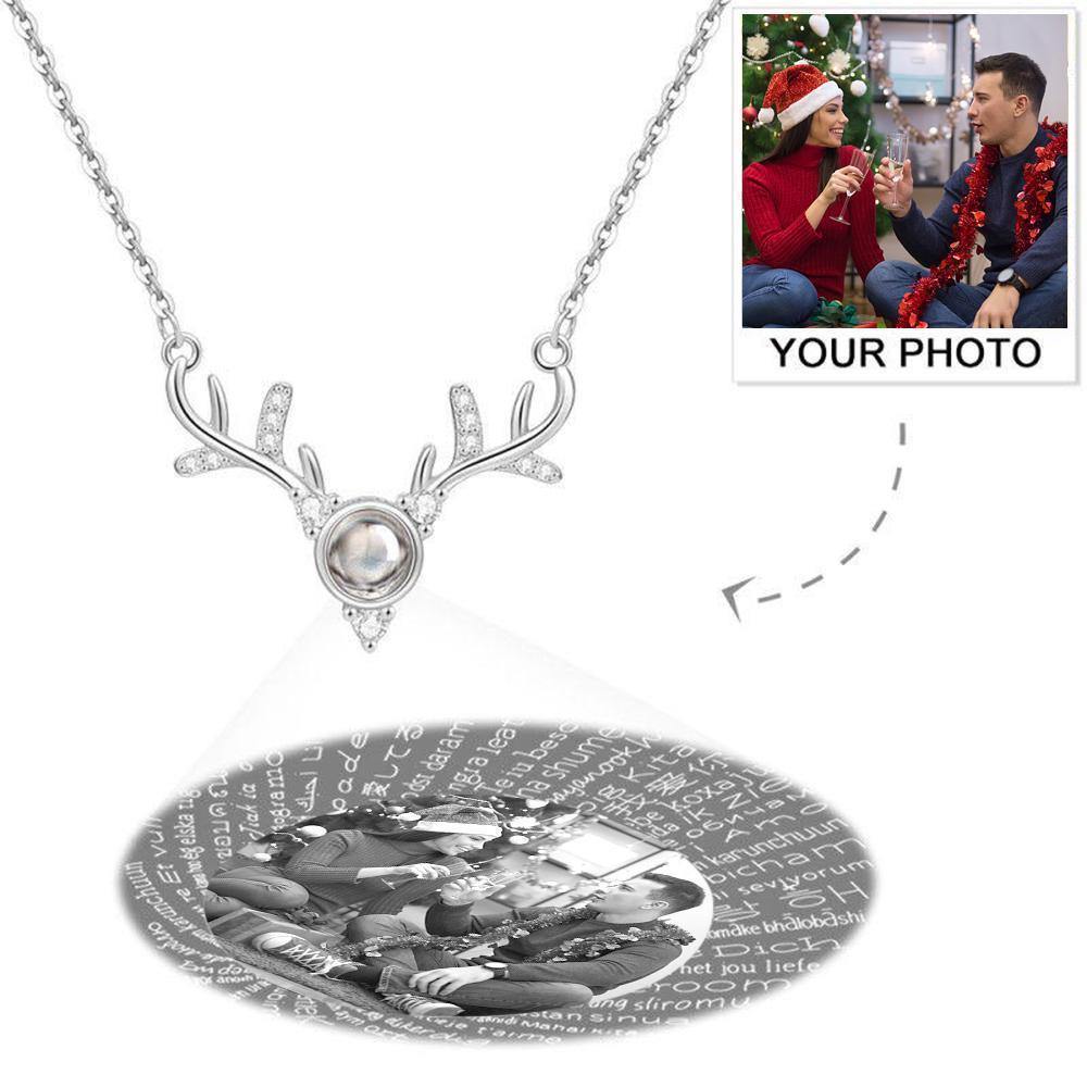 Personalized Projection 100 Languages Says I Love You Photo Engraved Necklace Silver - myphotowalletuk