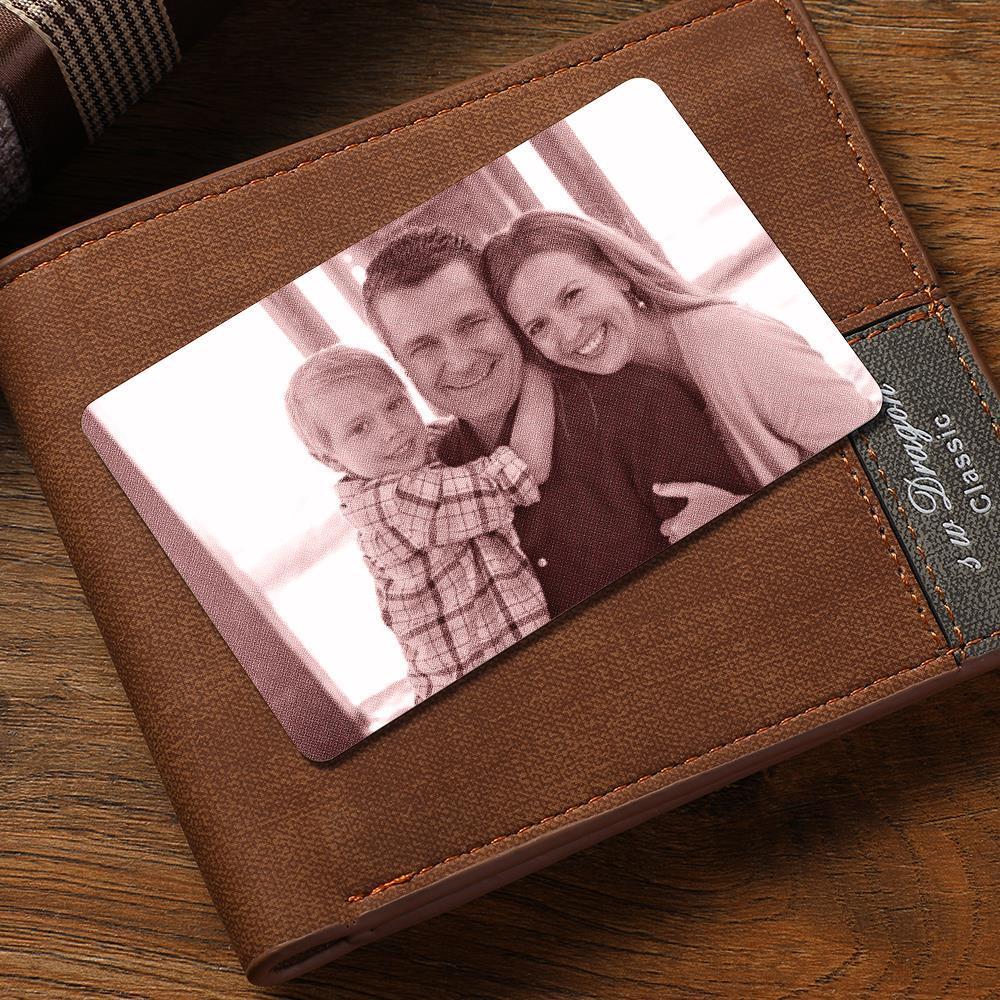 Custom Photo Wallet Insert Card Brown