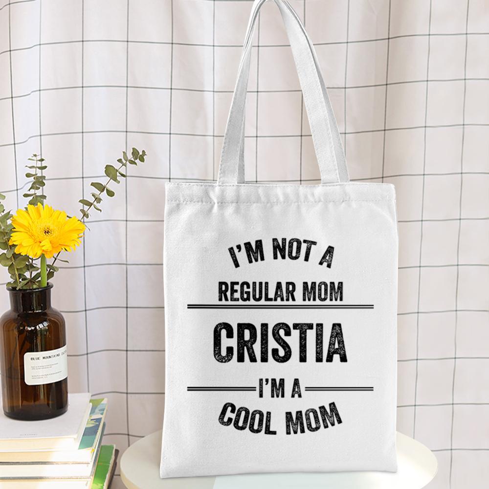 Gift for Mom Custom Canvas Tote Bag For Mom Personalized Beach Bag Reusable Storage Handbag -