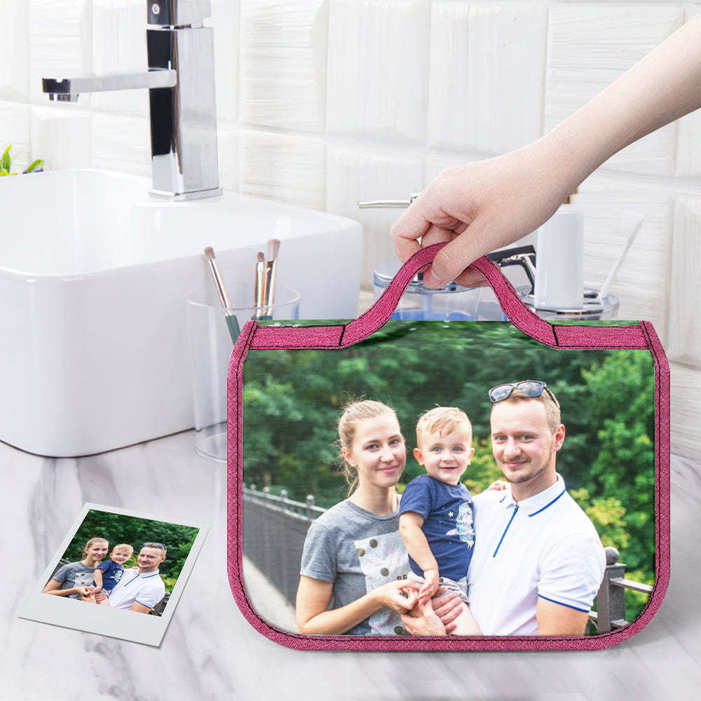 Custom Photo Hanging Toiletry Bag Personalized Cosmetic Makeup Travel Organizer for Men and Women -