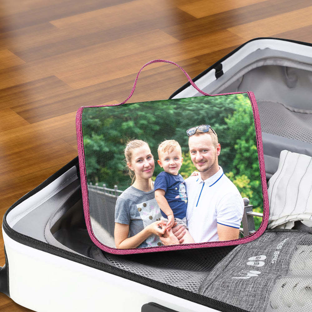 Custom Photo Hanging Toiletry Bag Personalized Cosmetic Makeup Travel Organizer for Men and Women -