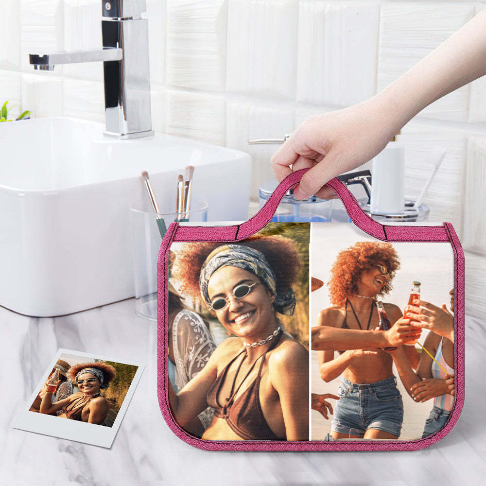 Custom Photo Hanging Toiletry Bag Personalized Cosmetic Makeup Travel Organizer for Men and Women -