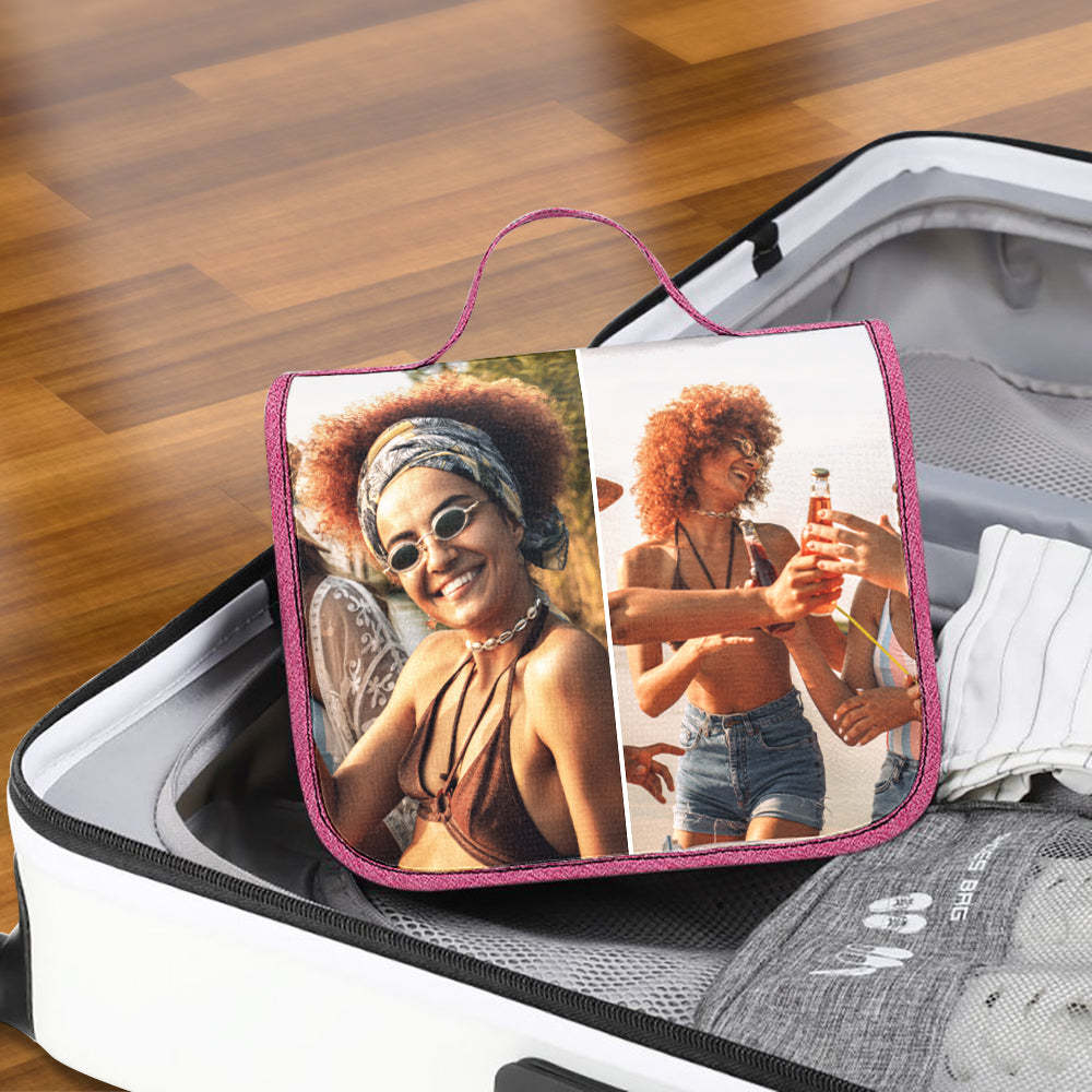 Custom Photo Hanging Toiletry Bag Personalized Cosmetic Makeup Travel Organizer for Men and Women -