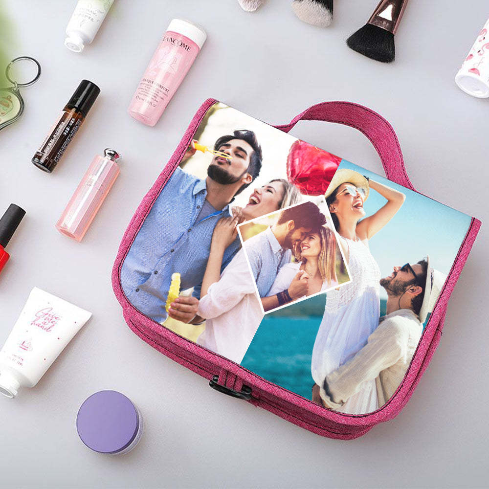 Custom Photo Hanging Toiletry Bag Personalized Cosmetic Makeup Travel Organizer for Men and Women -