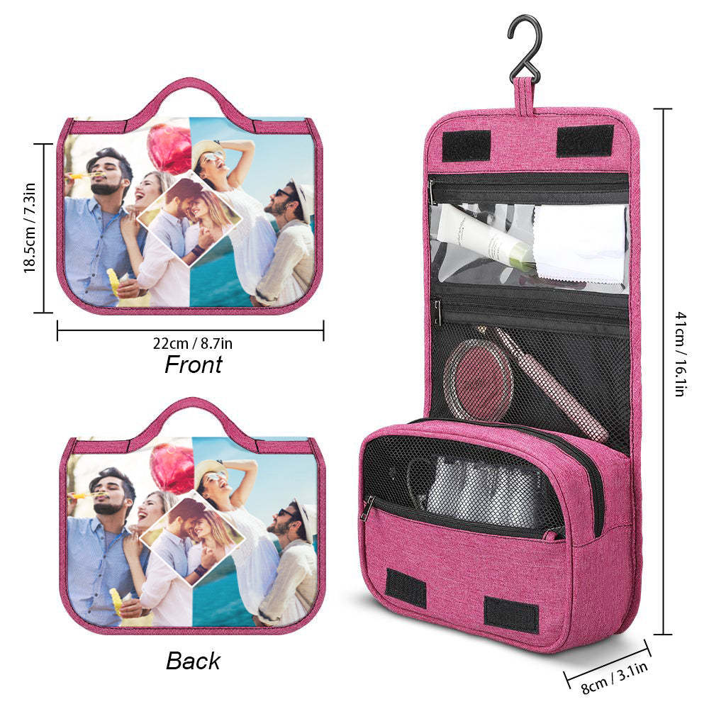 Custom Photo Hanging Toiletry Bag Personalized Cosmetic Makeup Travel Organizer for Men and Women -