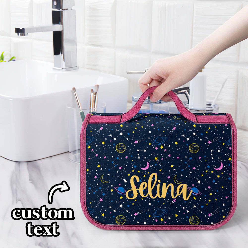 Custom Hanging Toiletry Bag Personalized Starry Sky Cosmetic Makeup Travel Organizer for Men and Women -