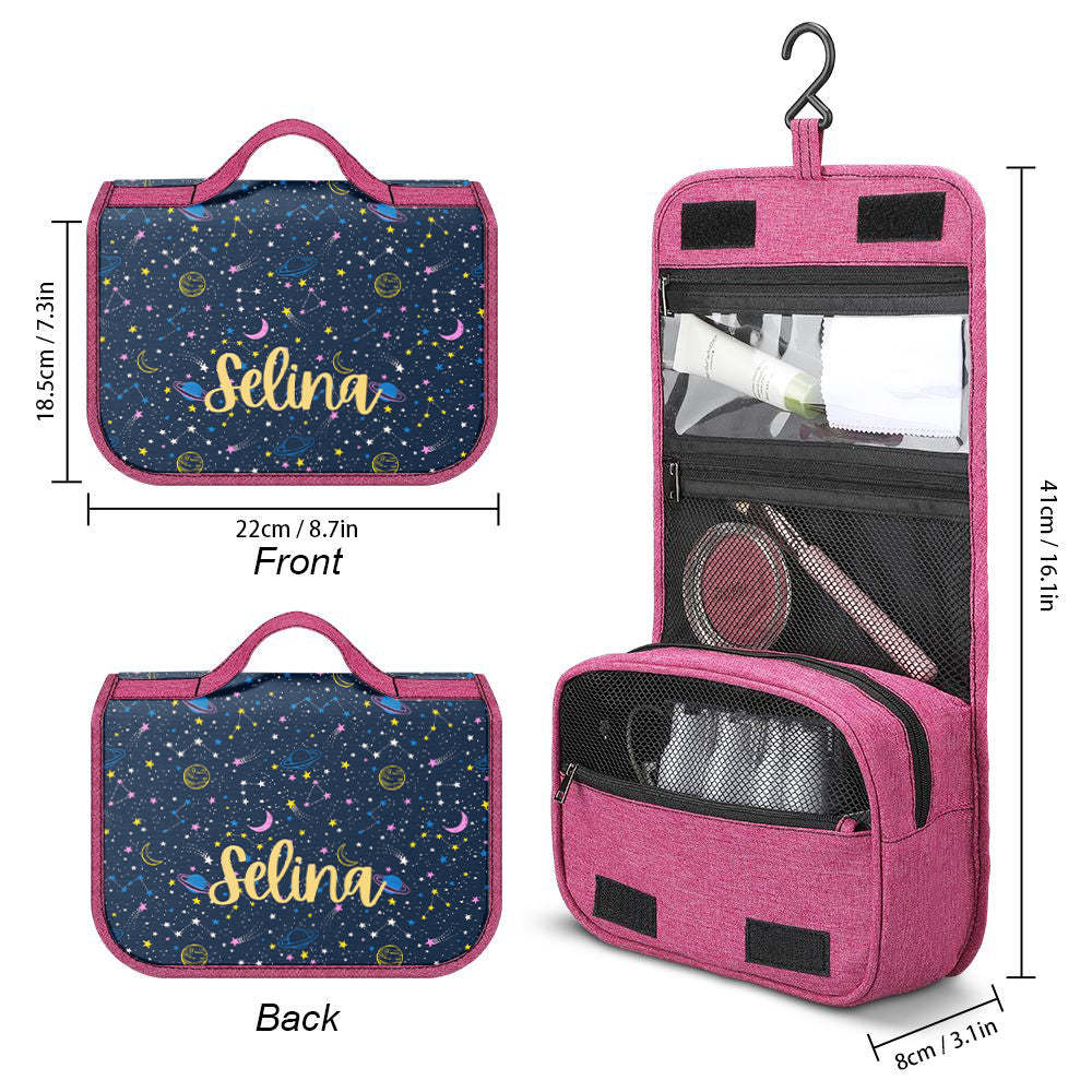 Custom Hanging Toiletry Bag Personalized Starry Sky Cosmetic Makeup Travel Organizer for Men and Women -