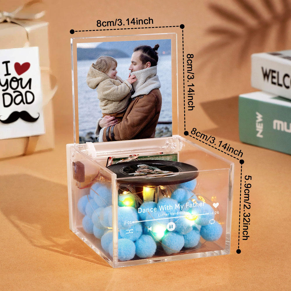 The Best Dad Ever Fist Bump Custom Mini Vinyl Record Player Automatic Music Player Personalized Gifr For Pops On Father's Day