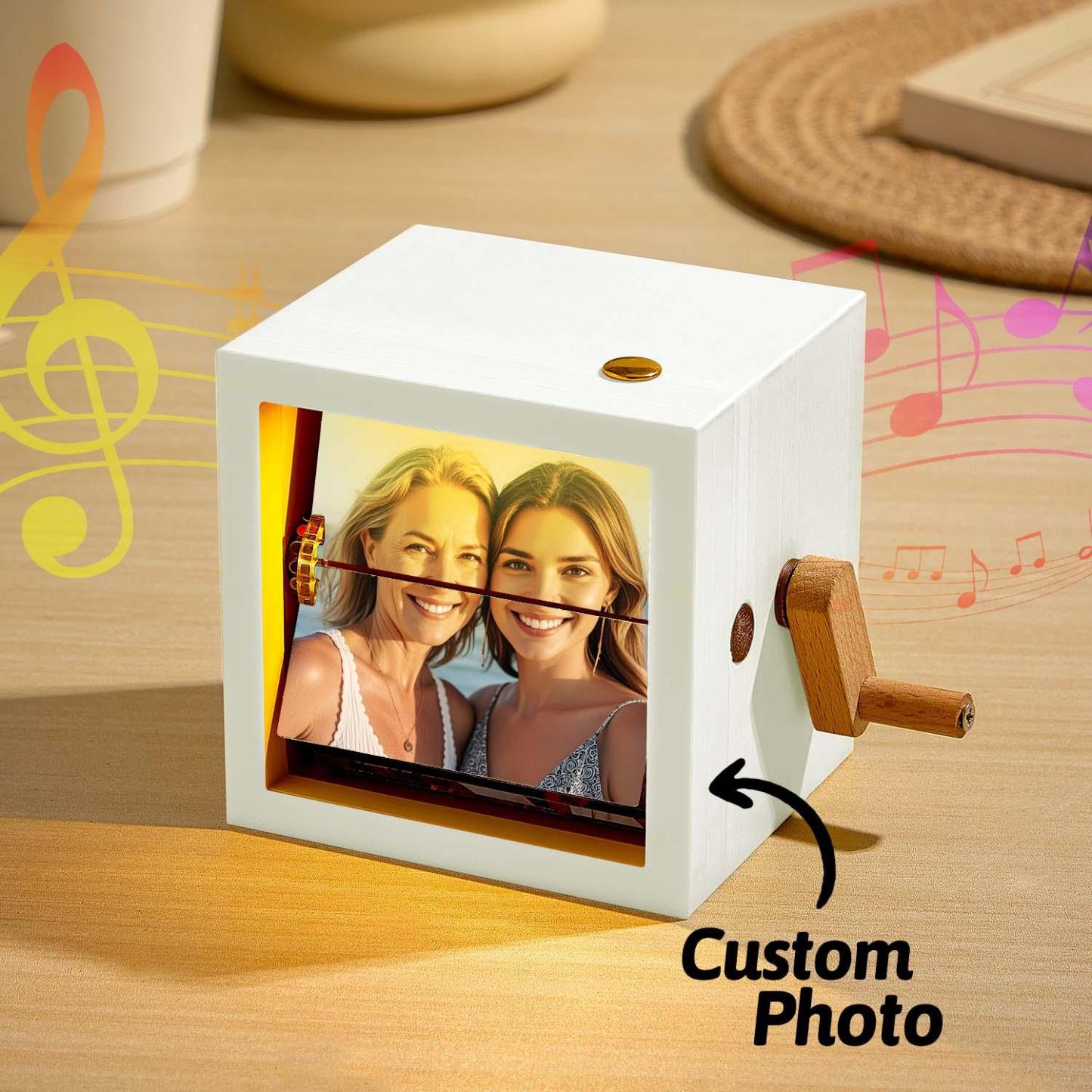 Custom Photo Flipbook Frame Animation Machine Mechanical Hand-cranked Flipbook Box Photo Album with Light Black Walnut Anniversary Gifts - 
