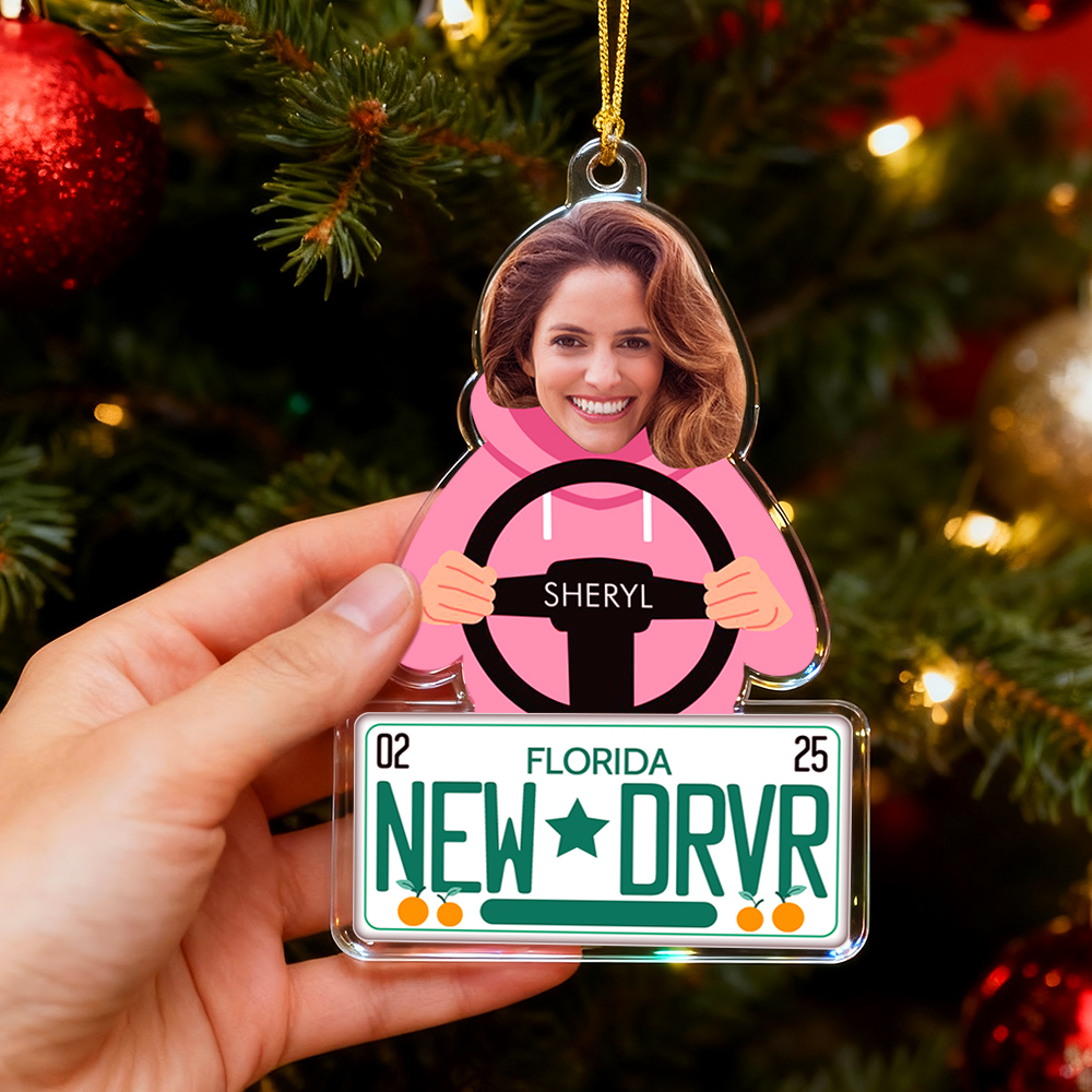 Custom Photo Car Ornament, Personalized Christmas Gift 2025, Couple Acrylic Air Freshener, Customizable Christmas Tree Decoration, Secret Santa Present - 