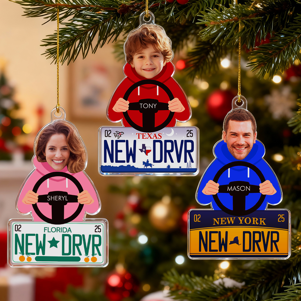 Custom Photo Car Ornament, Personalized Christmas Gift 2025, Couple Acrylic Air Freshener, Customizable Christmas Tree Decoration, Secret Santa Present - 