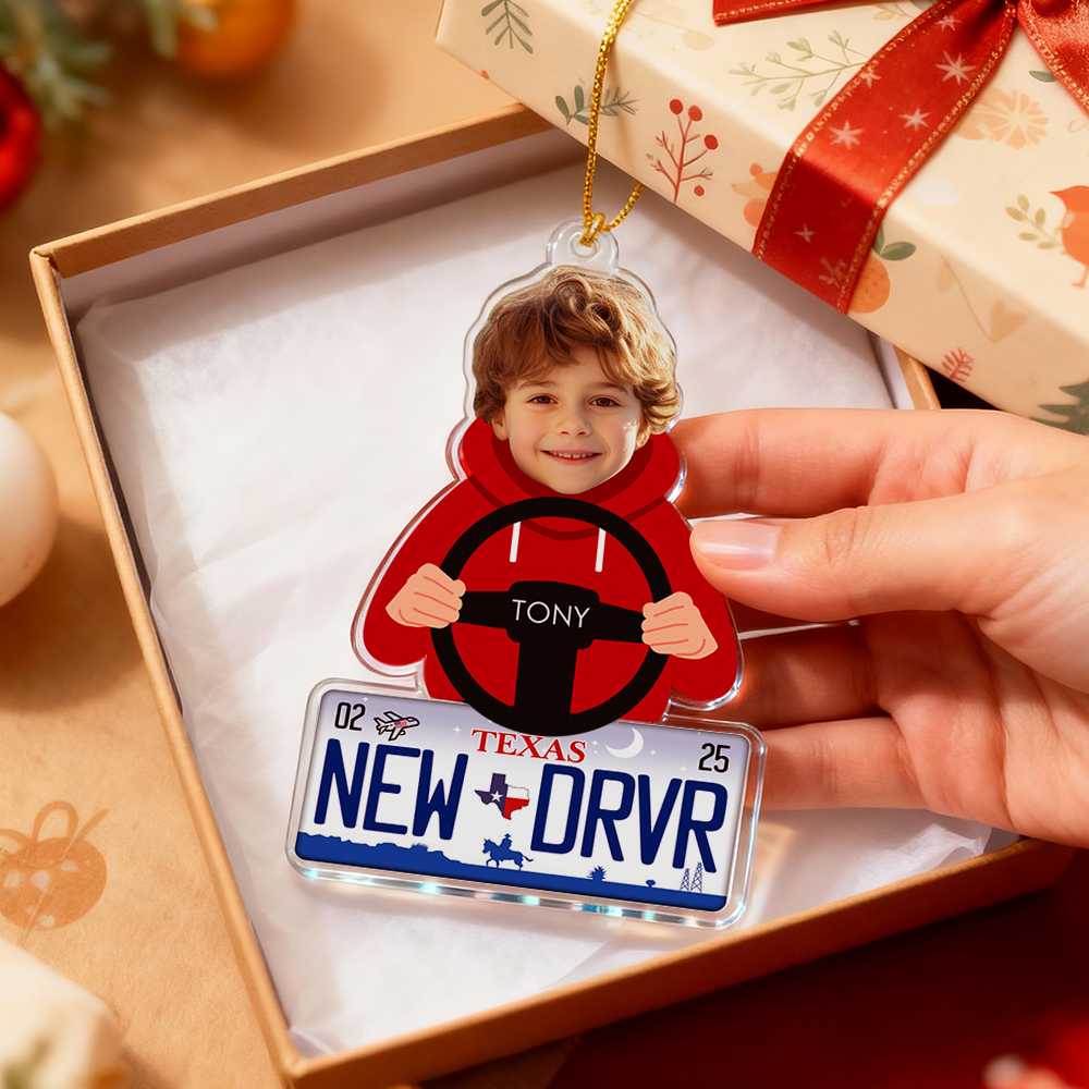 Custom Photo Car Ornament, Personalized Christmas Gift 2025, Couple Acrylic Air Freshener, Customizable Christmas Tree Decoration, Secret Santa Present - 