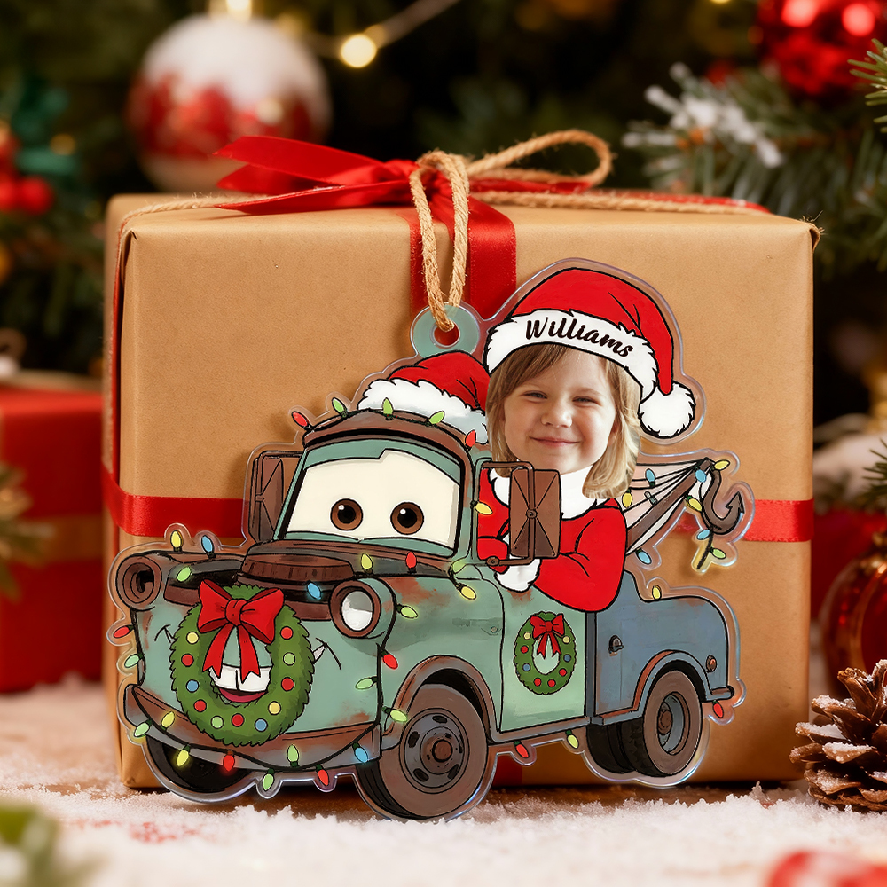 Personalized Disney Cars Acrylic Christmas Ornament for Kids,Kids Name Christmas Ornament,Custom Photo Character Lightning McQueen Tow Mater - 