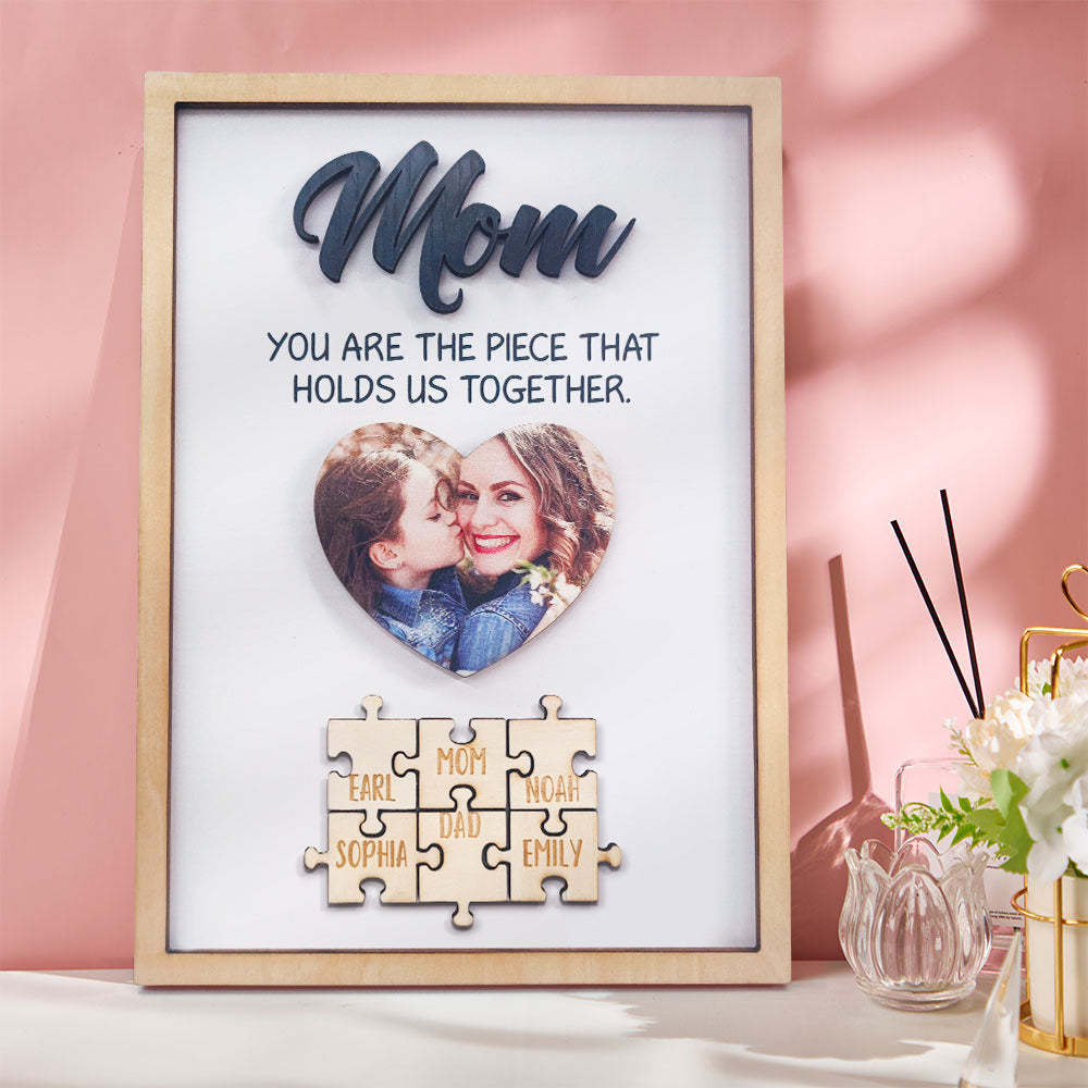 You Are the Piece That Holds Us Together Personalized Mom Puzzle Plaque Mum Puzzle Sign Mother's Day Gift -