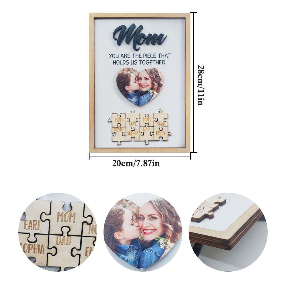 You Are the Piece That Holds Us Together Personalized Mom Puzzle Plaque Mum Puzzle Sign Mother's Day Gift -