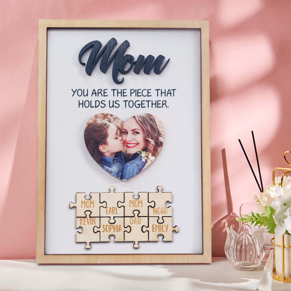 You Are the Piece That Holds Us Together Personalized Mom Puzzle Plaque Mum Puzzle Sign Mother's Day Gift -