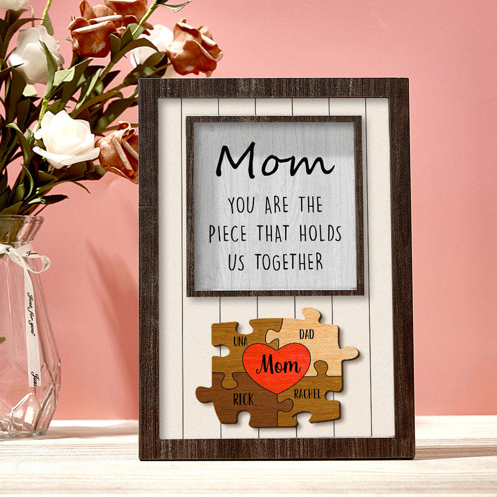 Personalized Mom Puzzle Plaque You Are the Piece That Holds Us Together Custom Family Member Puzzle Sign Mother's Day Gift -