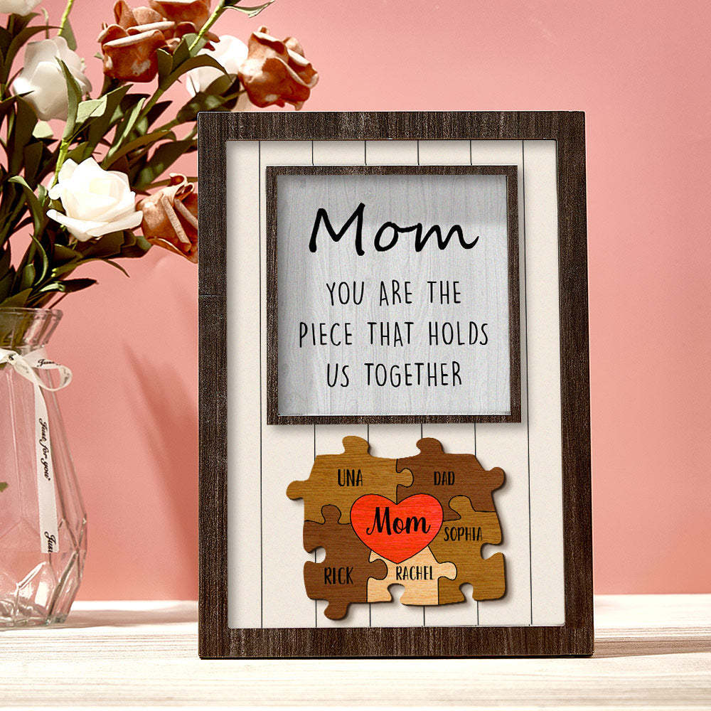 Personalized Mom Puzzle Plaque You Are the Piece That Holds Us Together Custom Family Member Puzzle Sign Mother's Day Gift -