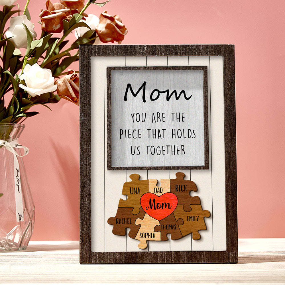Personalized Mom Puzzle Plaque You Are the Piece That Holds Us Together Custom Family Member Puzzle Sign Mother's Day Gift -