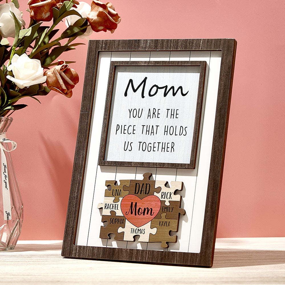 Personalized Mom Puzzle Plaque You Are the Piece That Holds Us Together Custom Family Member Puzzle Sign Mother's Day Gift -