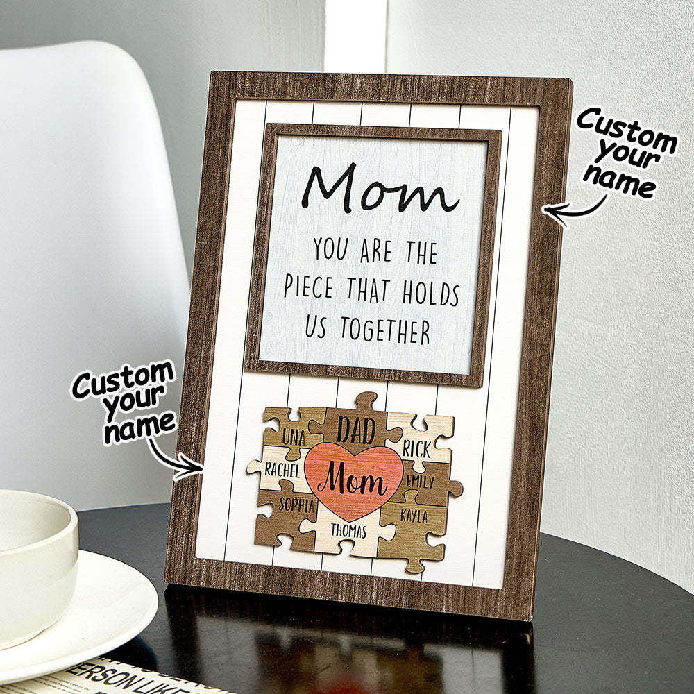 Personalized Mom Puzzle Plaque You Are the Piece That Holds Us Together Custom Family Member Puzzle Sign Mother's Day Gift -